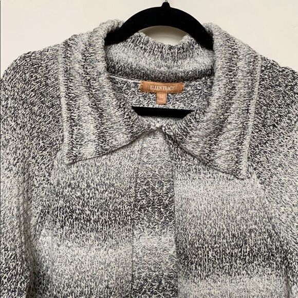 Ellen Tracy Black and White Tweed Cardigan Sweater Size Medium - Picture 9 of 11